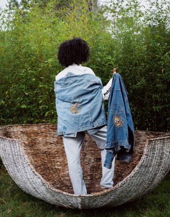 Upcycled Denim Jackets With Scarab Beetle Beadwork